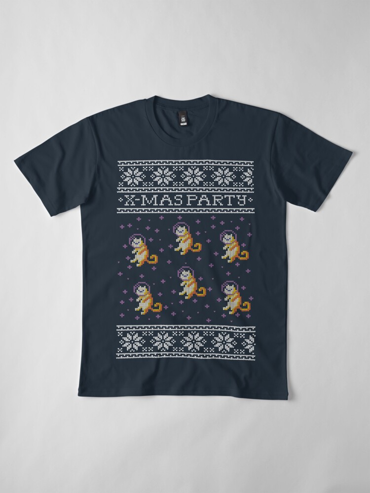 Vista alternativa de Camiseta premium Celebrating Christmas with space cats