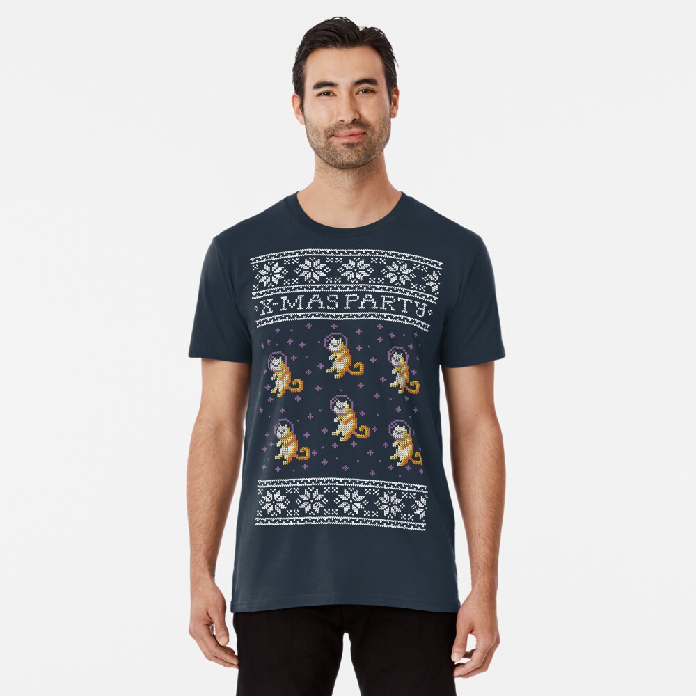 Celebrating Christmas with space cats Camiseta premium