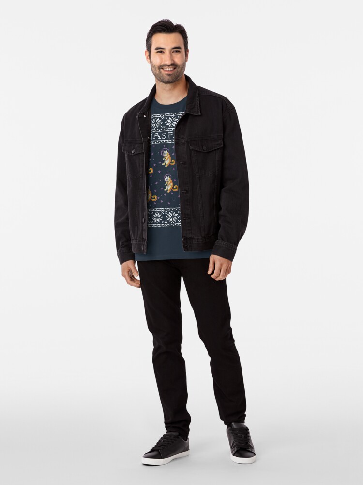 Vista alternativa de Camiseta premium Celebrating Christmas with space cats