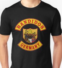 Bandidos GERMANY top and bottom Rocker with Full Front of Jacket Patch Unisex T-Shirt