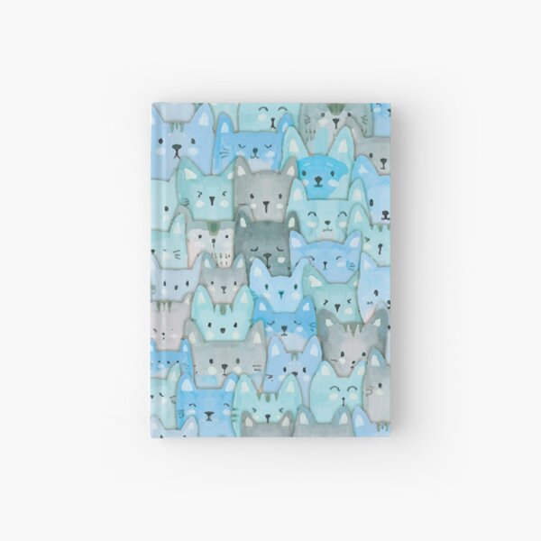 Pile o Aqua Kitties Hardcover Journal