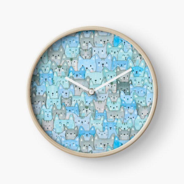 Pile o Aqua Kitties Clock