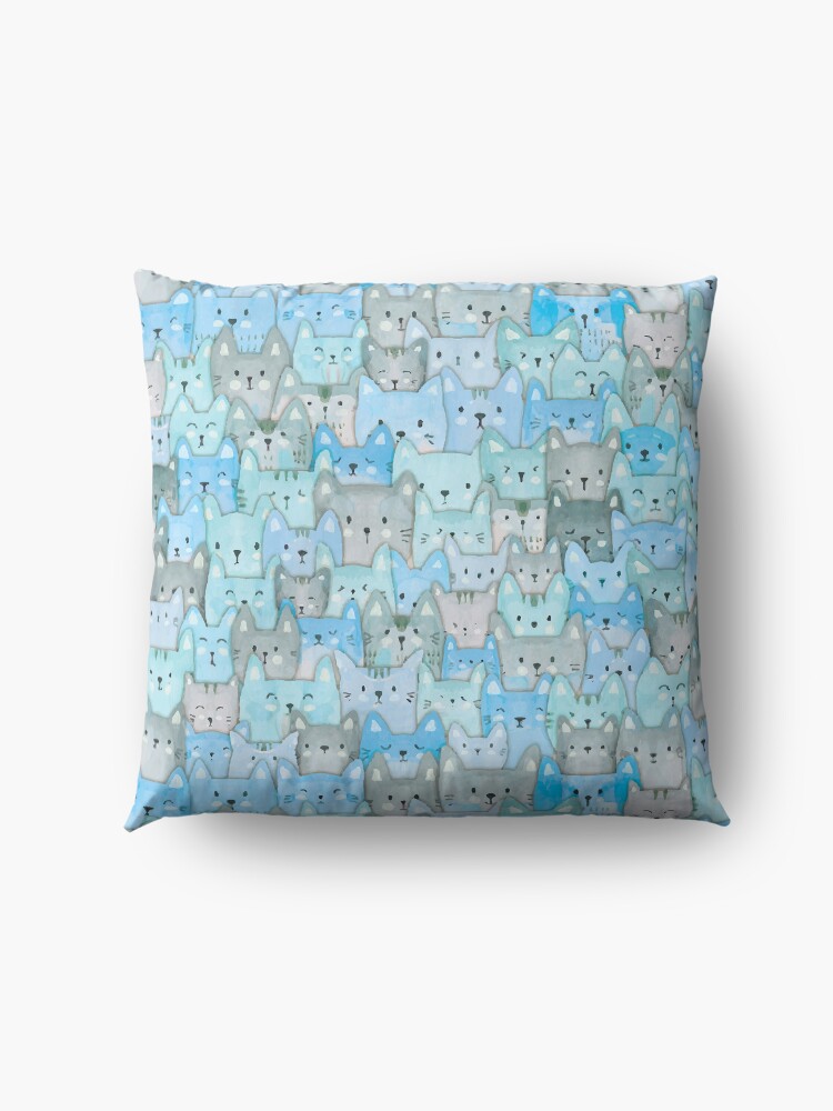 Alternate view of Pile o Aqua Kitties Floor Pillow