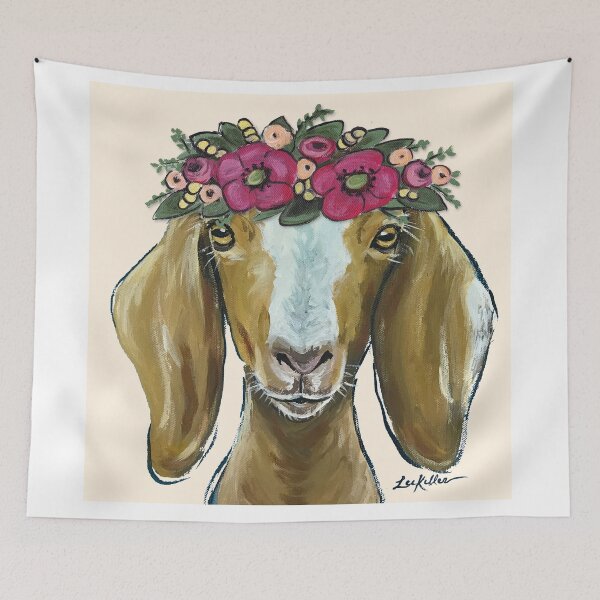 Item preview, Cute Goat Art, Goat with Flower Crown designed and sold by leekellerart.
