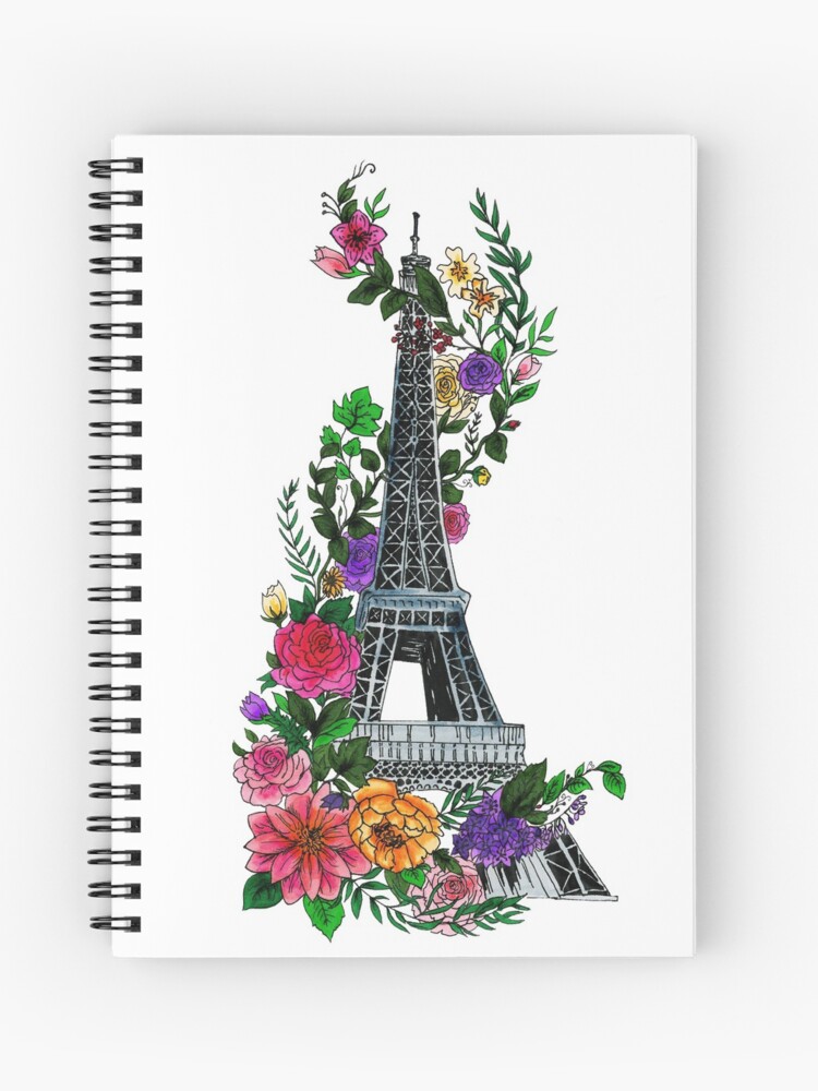 Cuaderno de espiral «Torre Eiffel Floral» de CasValli | Redbubble