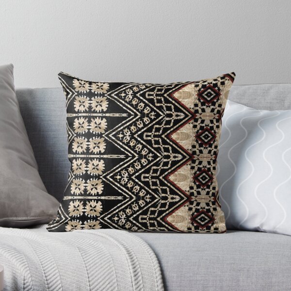 Fijian Tapa Cloth 38 by Hypersphere Throw Pillow