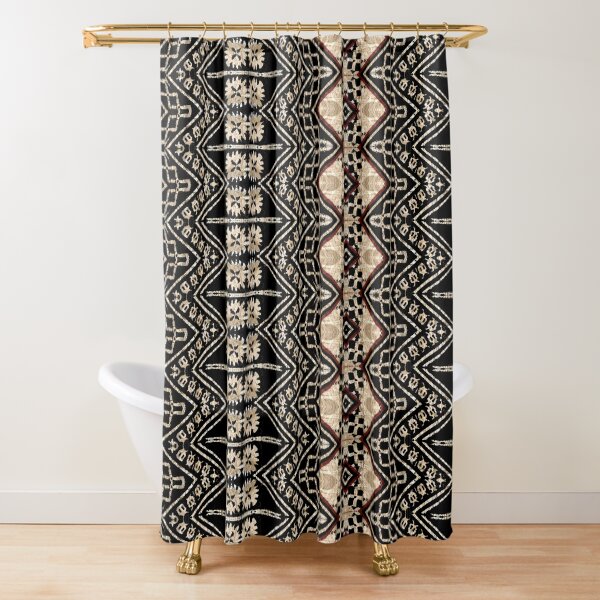 Fijian Tapa Cloth 38 by Hypersphere Shower Curtain