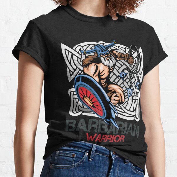 Classic T-Shirt,Sketchy Viking Warrior Fashion Personality Customization 