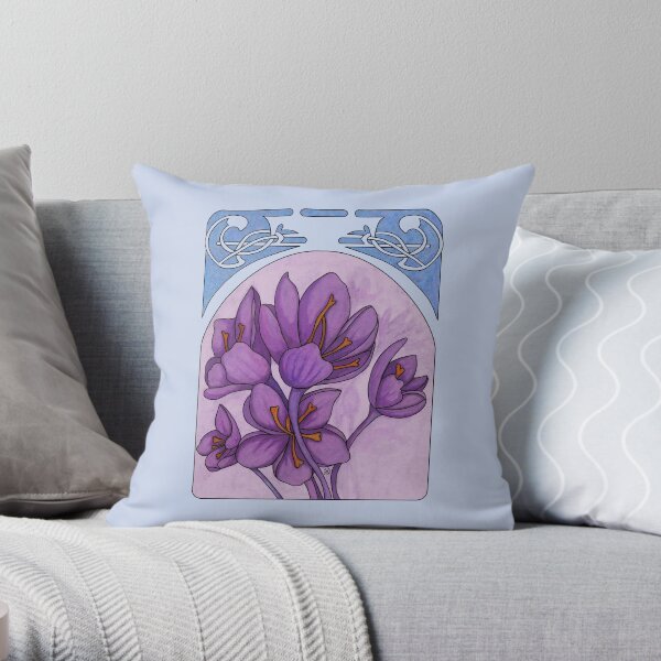 Art nouveau. Saffron. Throw Pillow