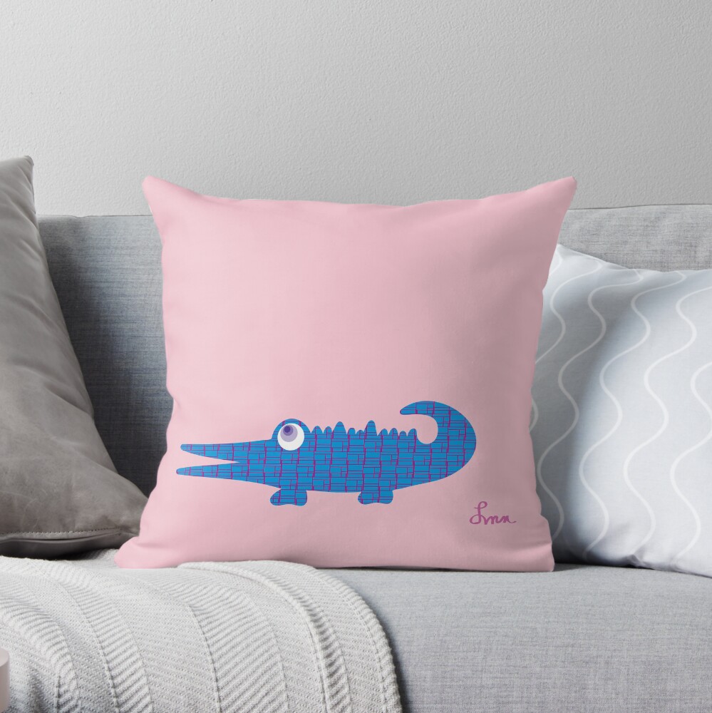 LATER ALLIGATOR - Aqua Throw Pillow