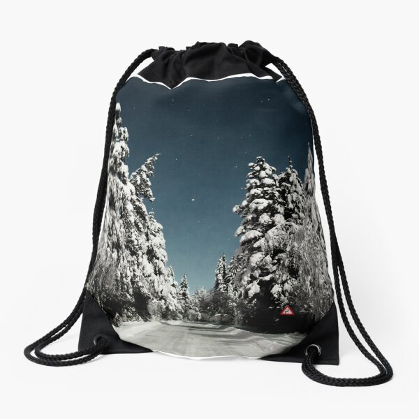 Winter roadtrip Drawstring Bag