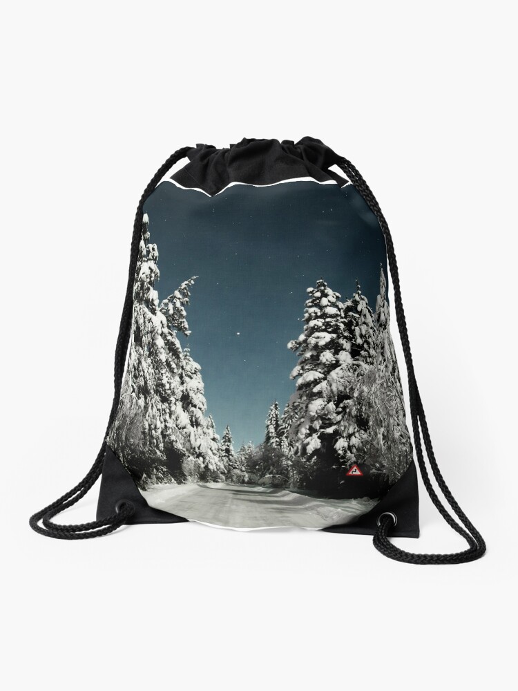 Drawstring Bag, Winter roadtrip designed and sold by Ståle H. Meyer