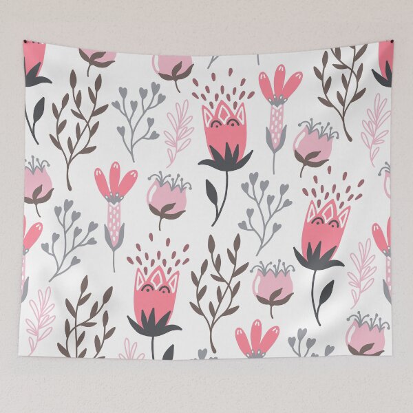Item preview, Pink and Gray Flowers designed and sold by PeppermintCreek.