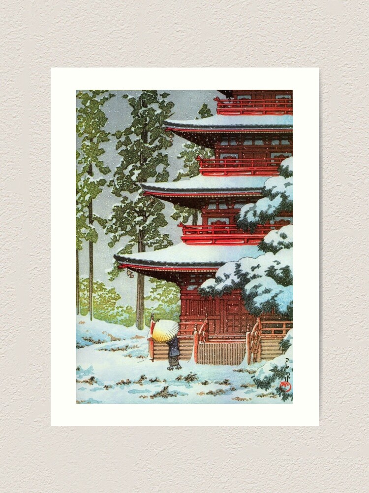 CULTURAL LANDSCAPE JAPAN TEMPLE KAWASE HASUI SNOW WINTER Cultural Canvas art