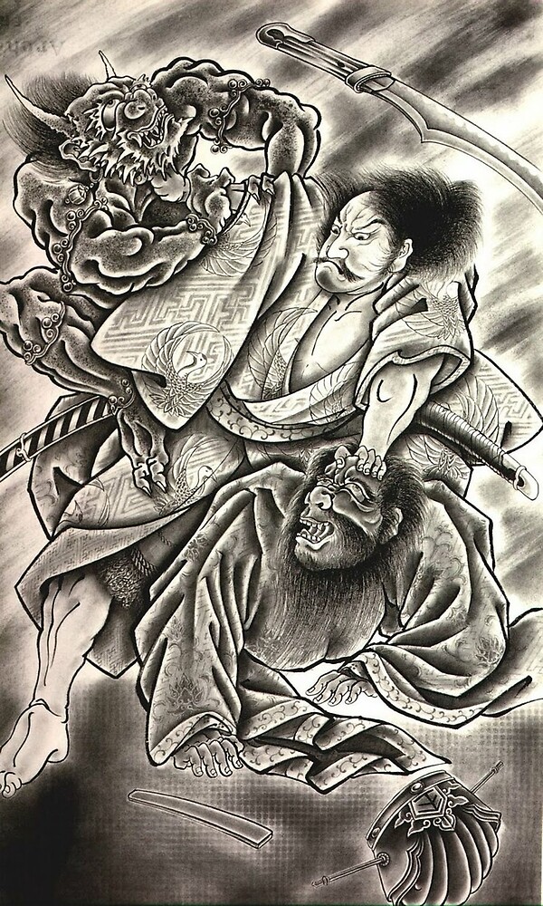Samurai and Oni Backpiece by Bart Andrews TattooNOW