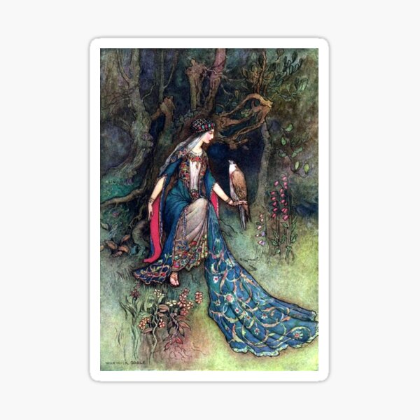 Canacee and the Falcon - Warwick Goble Sticker