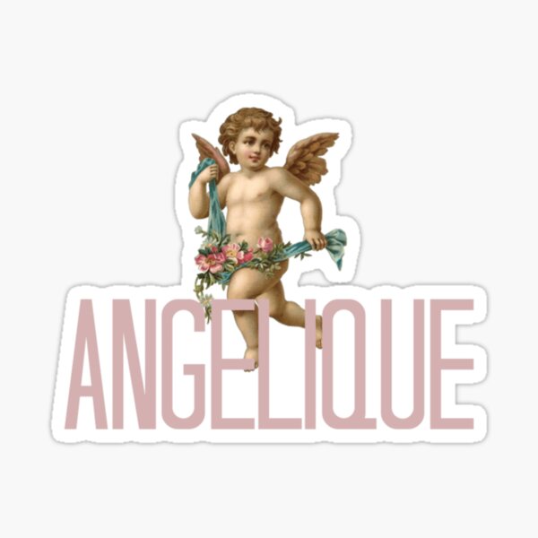 Aesthetic Angelic Cherub with Flowers Print Sticker
