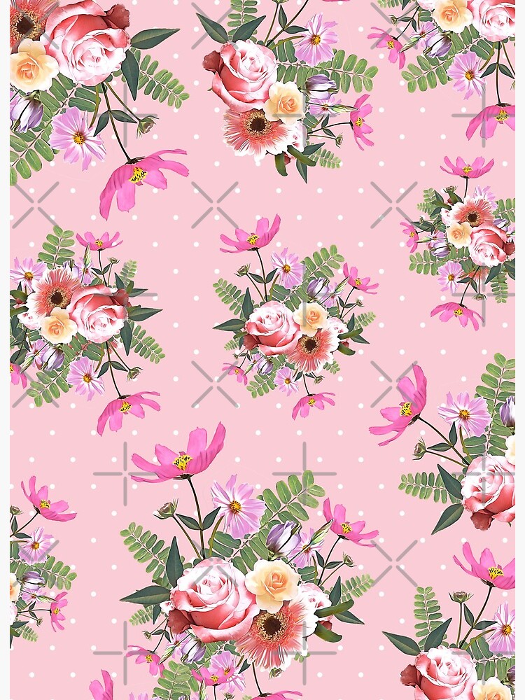 Cute Pink Flower Pattern Art Board Print By Rhoar Redbubble