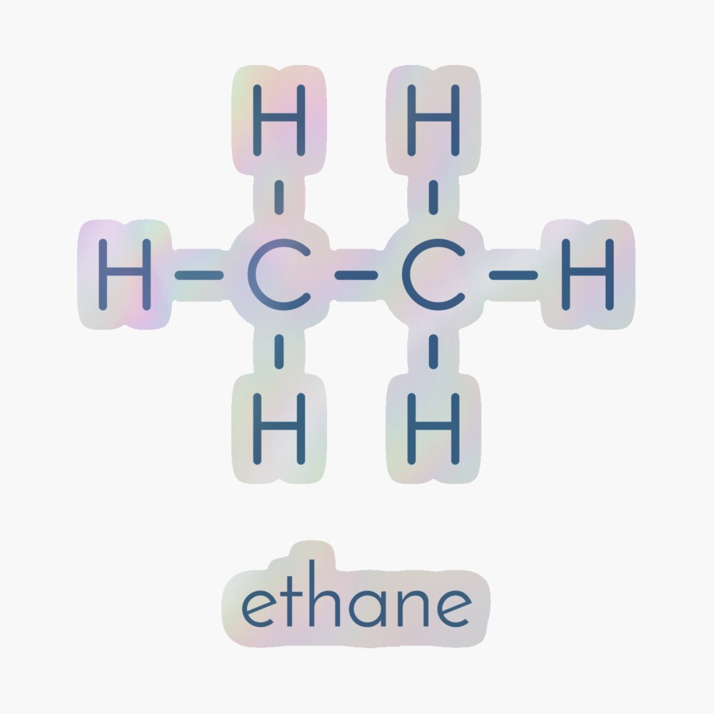Ethane natural gas component molecule. Skeletal formula.
