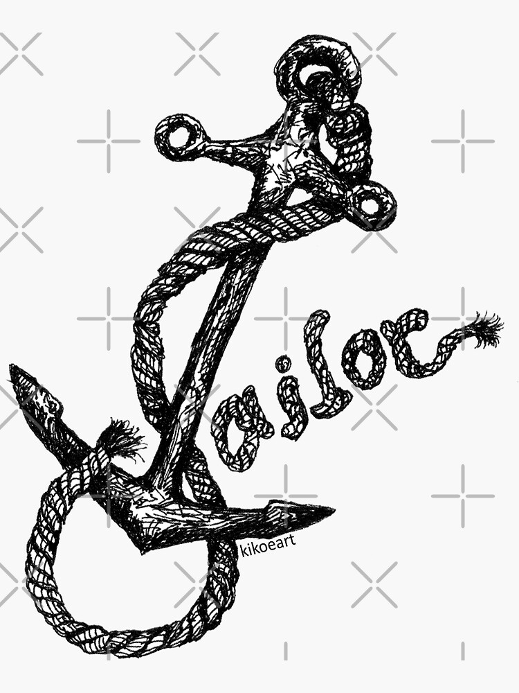 "Sailor Anchor and Rope Ink Design " Sticker for Sale by kikoeart