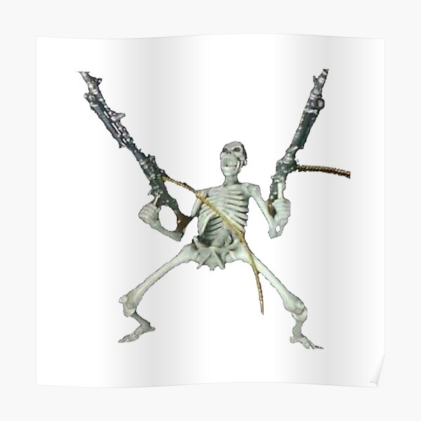 Skeleton With Guns Tee T Shirt Poster By Luckyluciano77 Redbubble