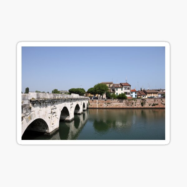 Item preview, Tiberius bridge and old buildings Rimini Italy designed and sold by goceris.