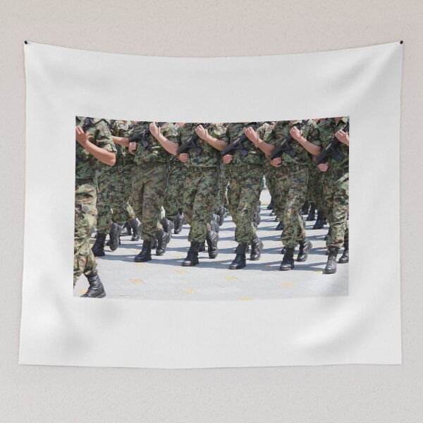 Item preview, Soldiers with camouflage uniforms marching with rifles designed and sold by goceris.