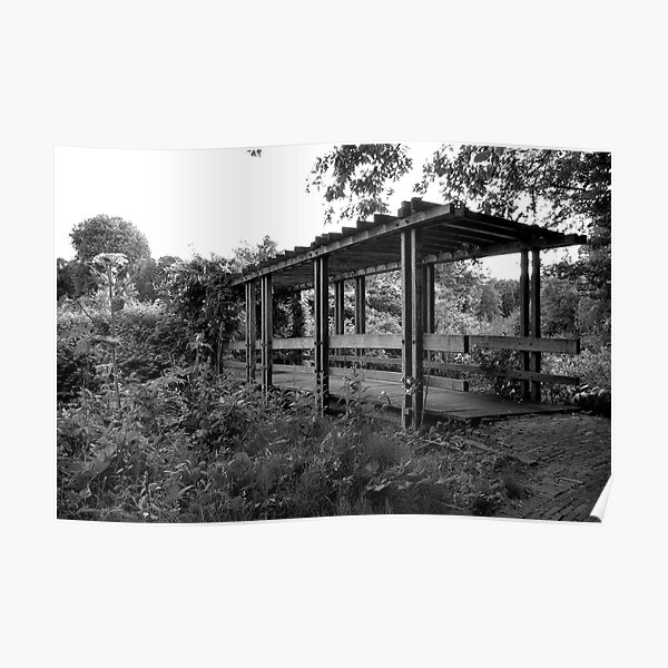 Wooden bridge to the rose garden Poster