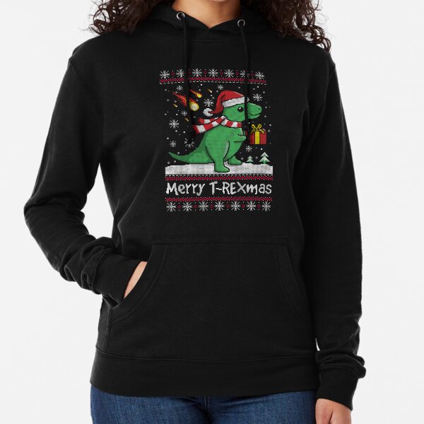 Merry t rex mas ugly christmas sweater Lightweight Hoodie