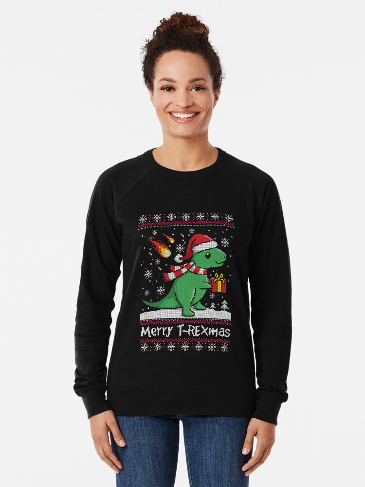 Merry t rex mas ugly christmas sweater