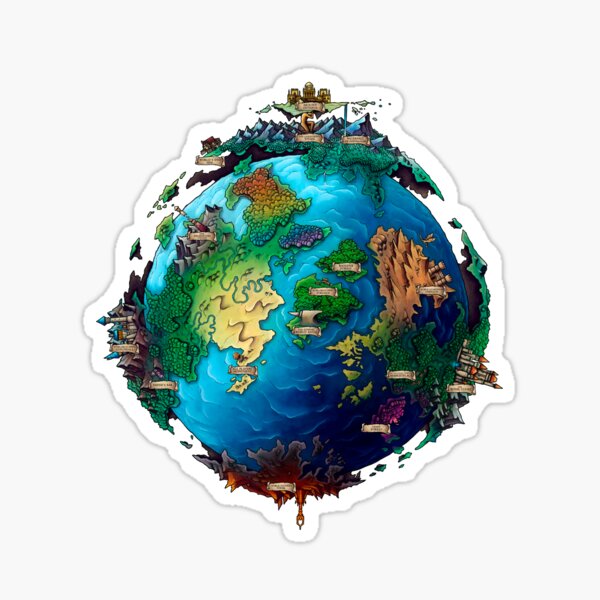 Planet World Anvil with Place names Sticker