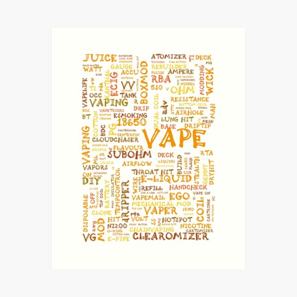 Vape Design Wordcloud Poster Color" Art Print for Sale by 2vape | Redbubble