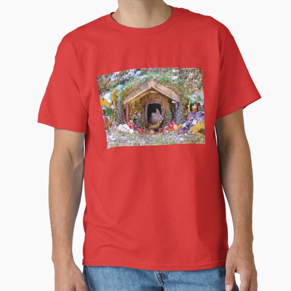 festive christmas mouse in a log cabin house Classic T-Shirt