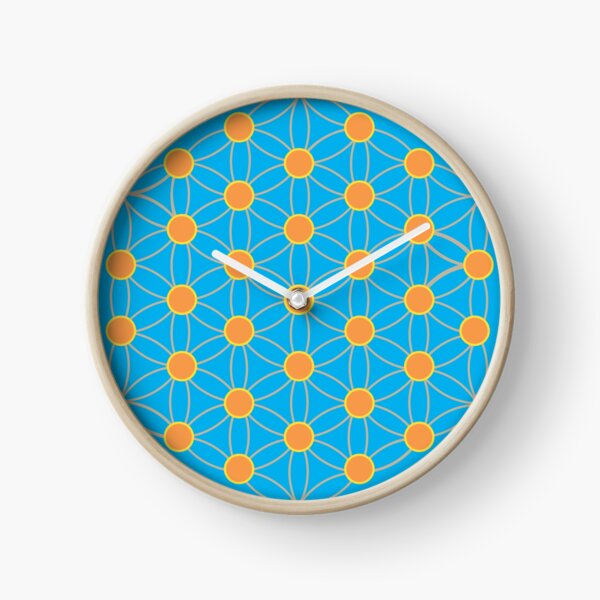 Fleur de vie bleu été Horloge
