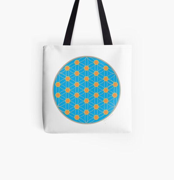Fleur de vie bleu été Tote bag doublé