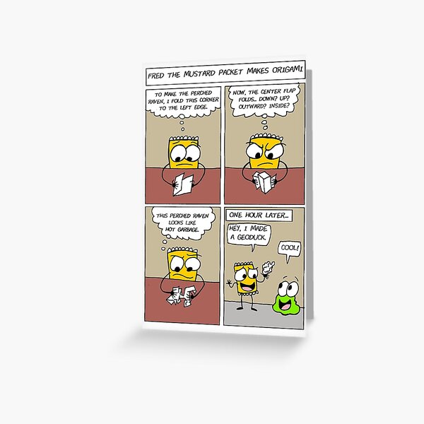 Fred the Mustard Packet Tries Origami Greeting Card