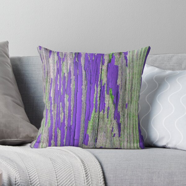 Rustic weathered wood in purple Throw Pillow