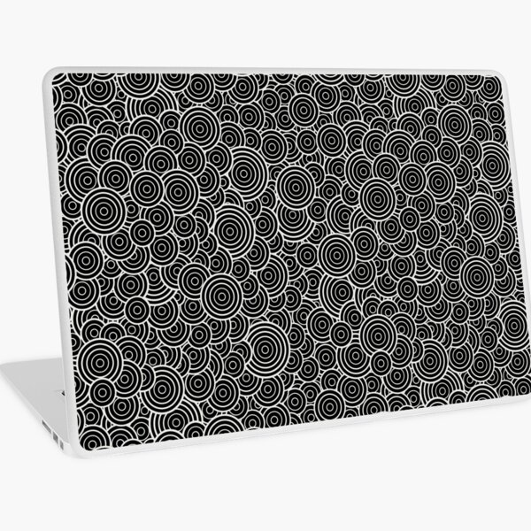 Chaotic Circles - Geometric Pattern (Black) Laptop Skin