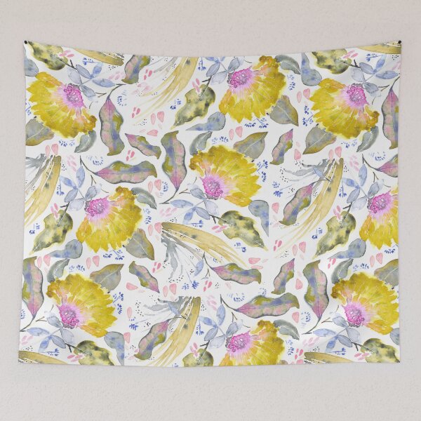 Item preview, Lovelies - Yellow and Pink Flower Pattern designed and sold by ANNABEL THOS.