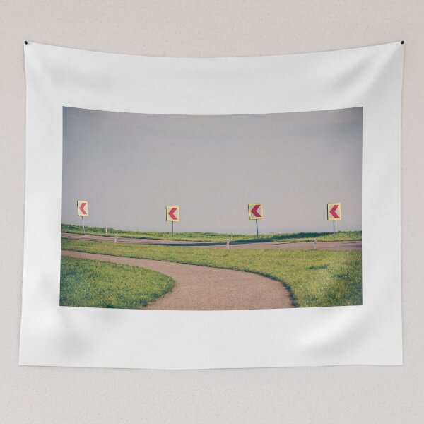 Item preview, Turn left sign on a country road designed and sold by dvoevnore.