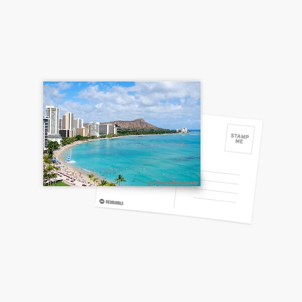 Waikiki Beach and Diamond Head - Honolulu Postcard