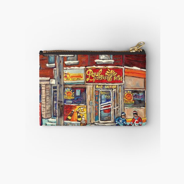 Item preview, PSC STREET HOCKEY PAINTING CANADIAN WINTER SCENE RUE COLERAINE AND CHARLEVOIX C SPANDAU CORNER STORE RESTAURANT ART designed and sold by Carole  Spandau.