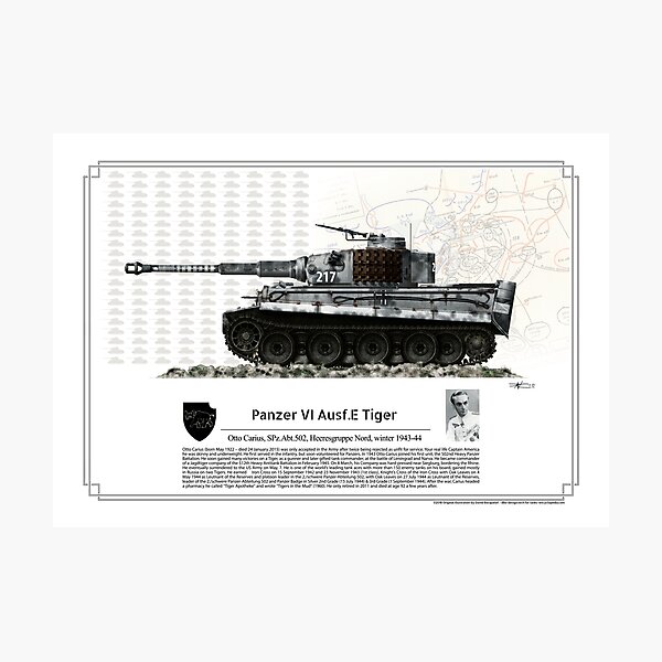 Panzer VI Ausf.E Tiger Spz Abt. 502 Otto Carius winter 1943-44 Photographic Print
