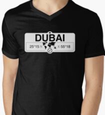 Dubai Dubai GPS Coordinates Map Artwork with Compass Men's V-Neck T-Shirt