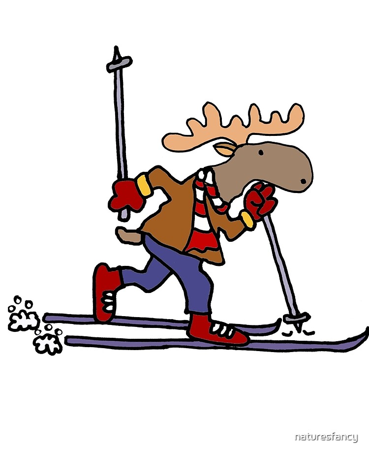 Cute Moose Cross Country Skiing Cartoon Ipad Case Skin By Naturesfancy Redbubble