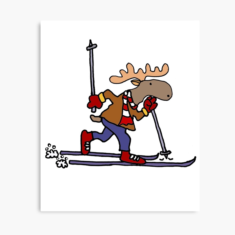 Impression Photo Dessin Anime Mignon De Ski De Fond Moose Par Naturesfancy Redbubble