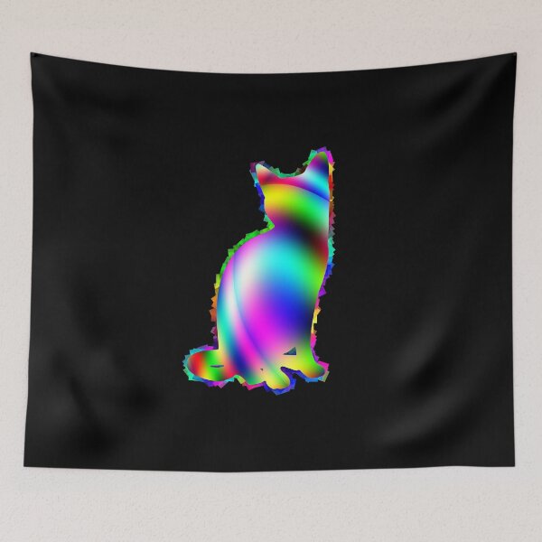 Item preview, Colorful Rainbow Cat Fractal Art Silhouette for Nerds or Birthday designed and sold by FELSENSTEIN.
