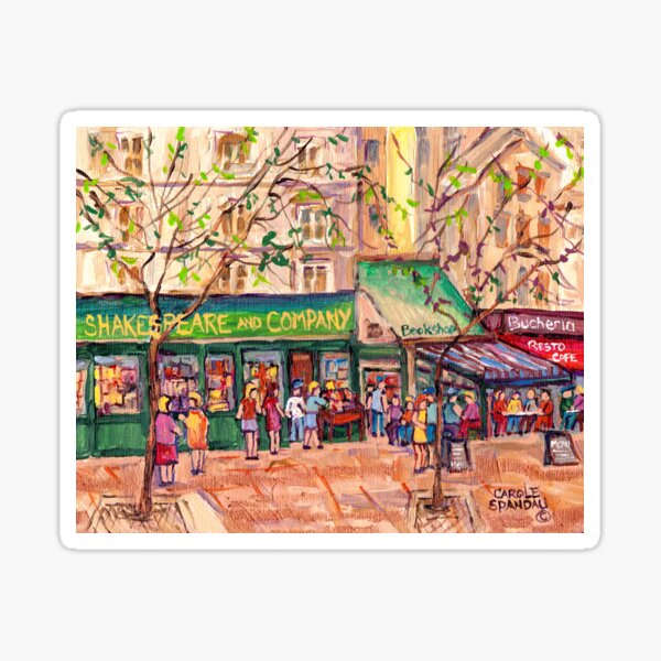 FRENCH CAFES AND BOOKSTORE PAINTINGS PARIS CITY SCENES BISTROS BOOKSHOPS BOULANGERIES C SPANDAU ARTIST Sticker