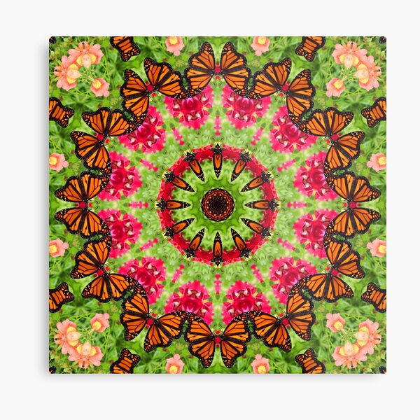 Monarch Butterfly Mandala Zen Kaleidoscope Gregarious Spirit Metal Print