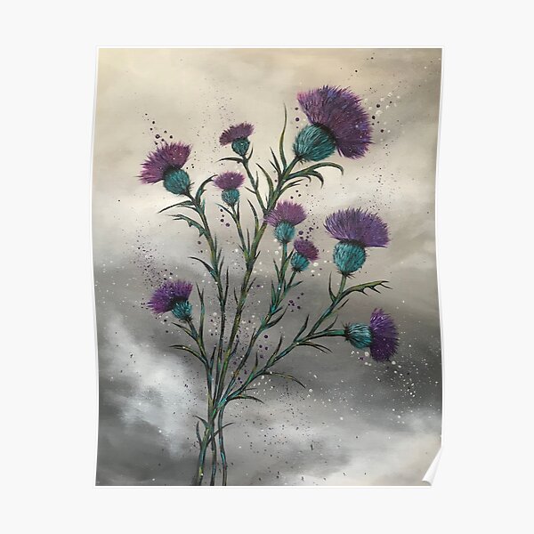 Scottish traditional purple thistle Poster